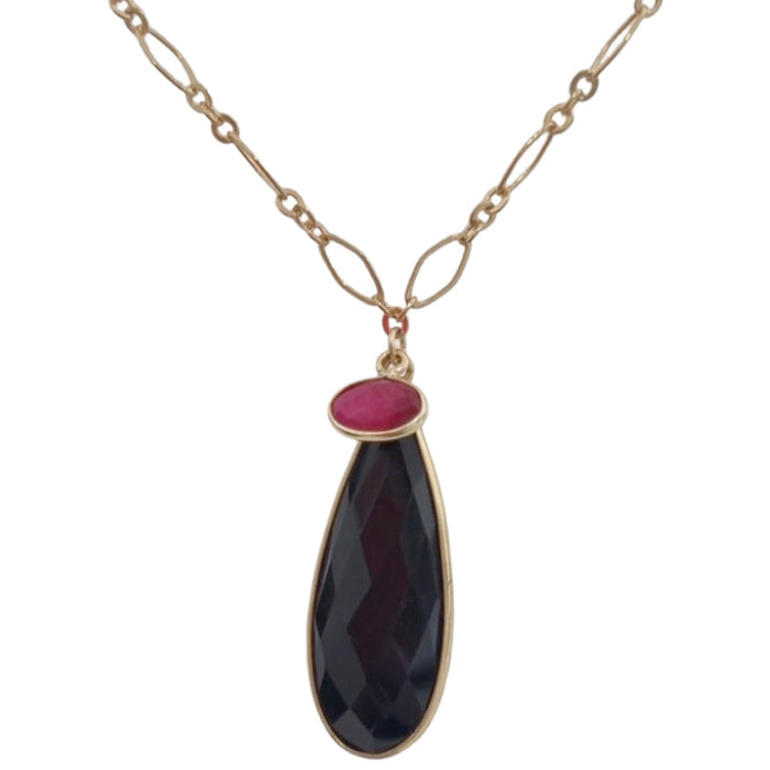 Kate Onyx & Ruby Double Pendant Necklace