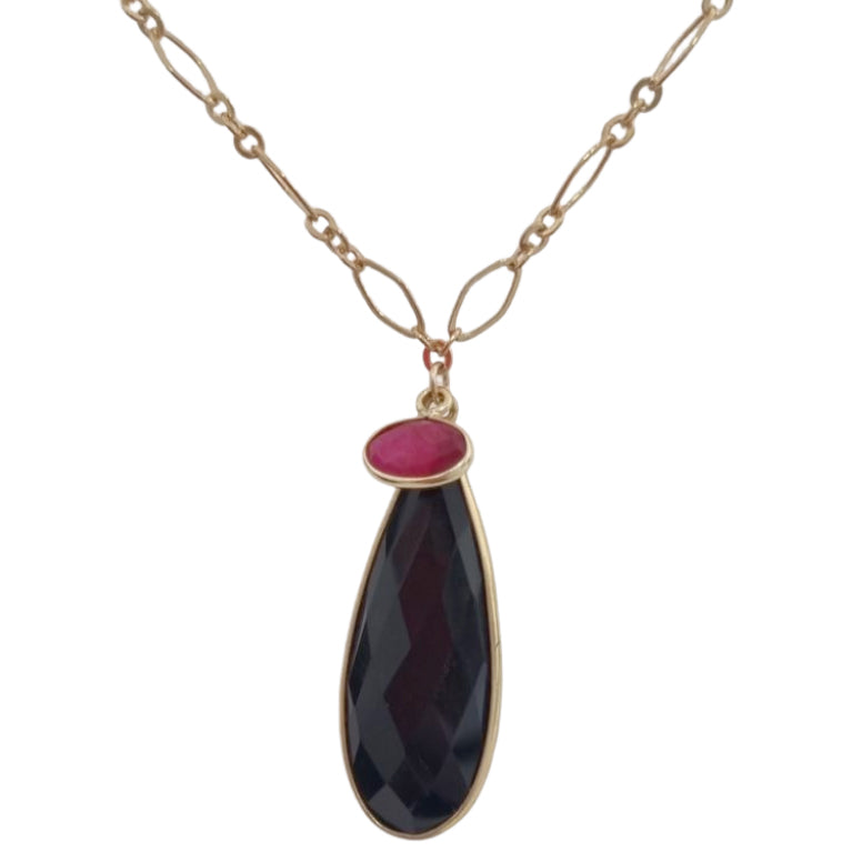 Kate Double Gemstone Pendant Necklace