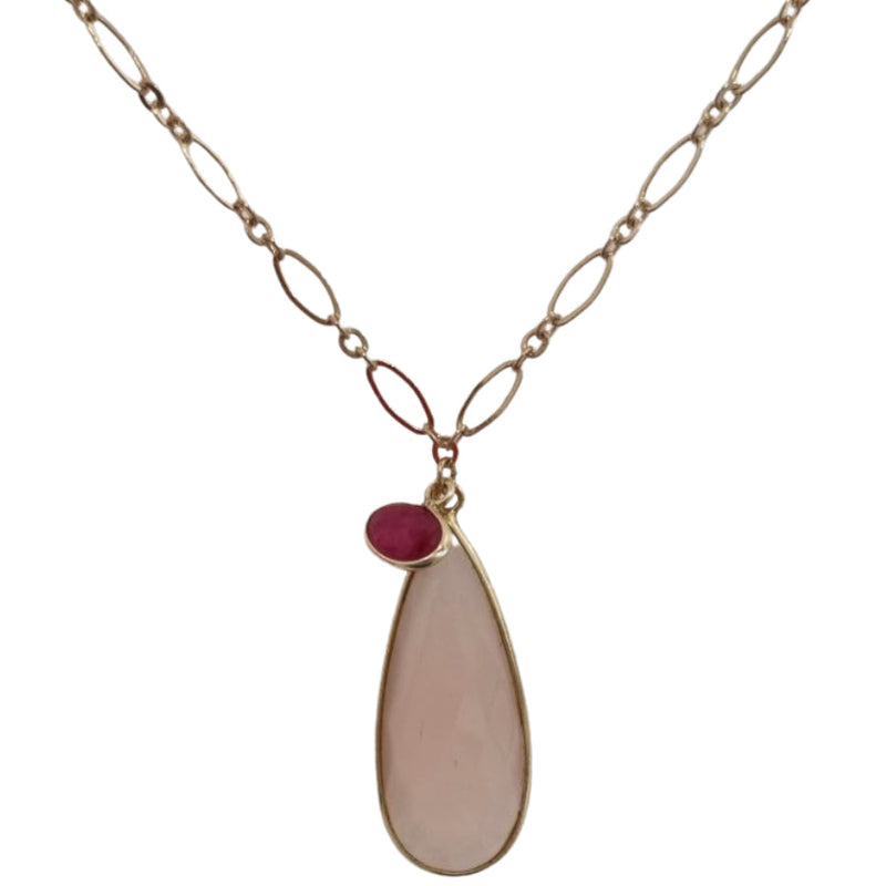 Kate Chalcedony & Ruby Double Pendant Necklace