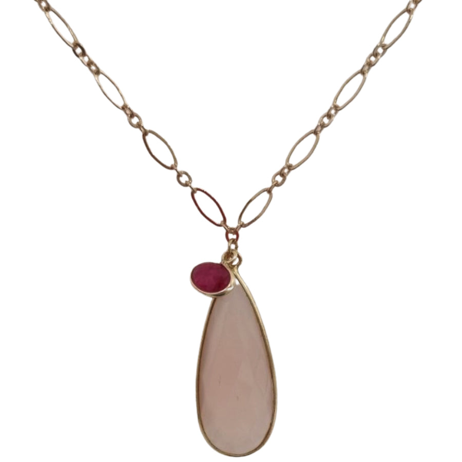 Kate Double Gemstone Pendant Necklace