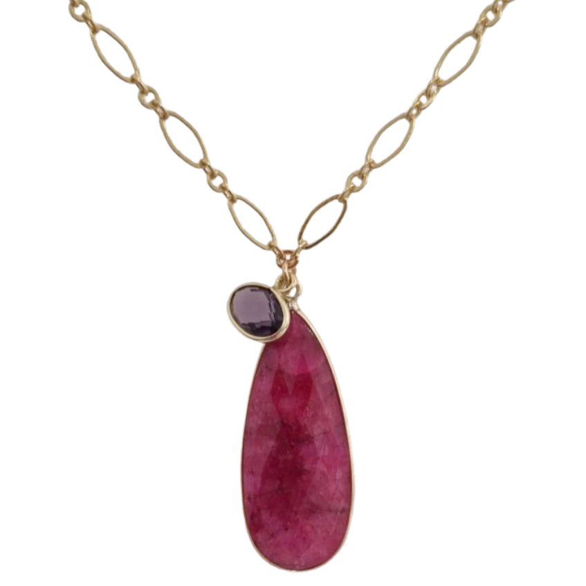 Kate Ruby & Amethyst Double Pendant Necklace