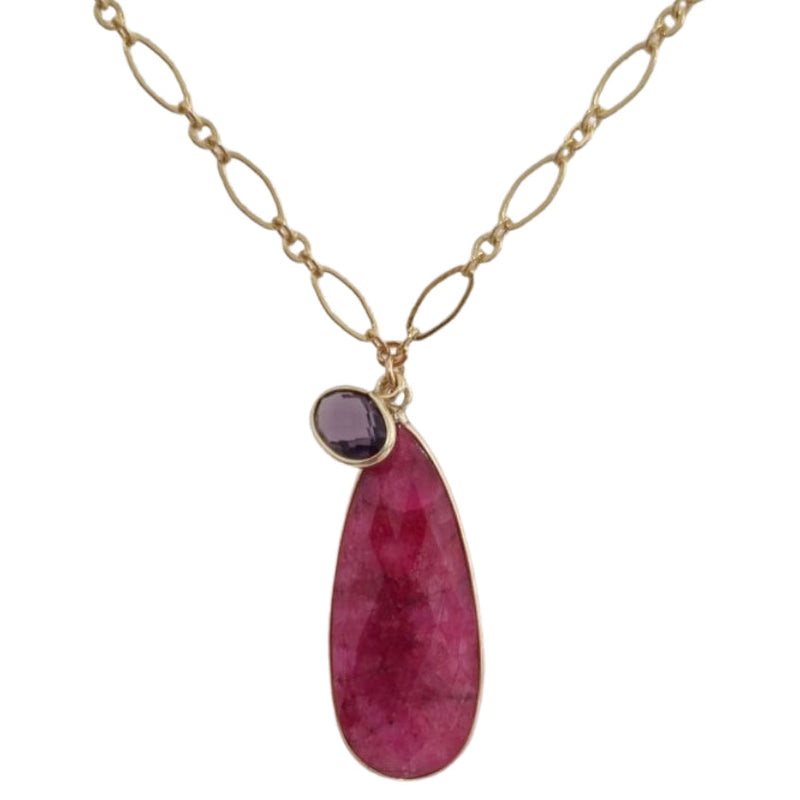 Kate Double Gemstone Pendant Necklace