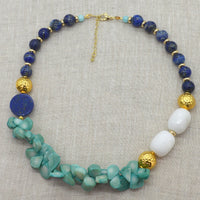 Domino Lapis Lazuli, Coral & Jade Necklace