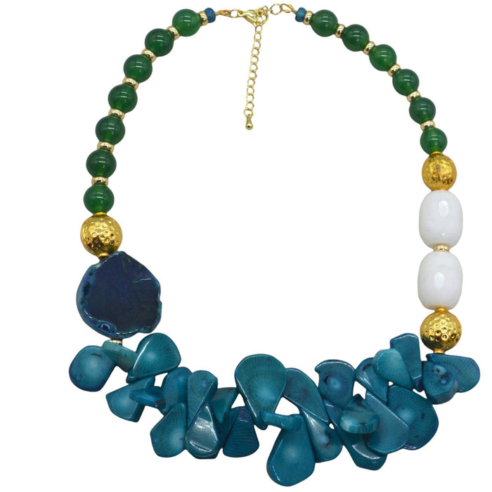Domino Green Agate & Jade Necklace