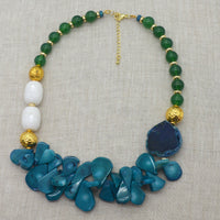 Domino Green Agate & Jade Necklace