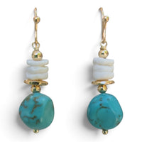 Marevia Turquoise or Red Coral and Shell Earrings