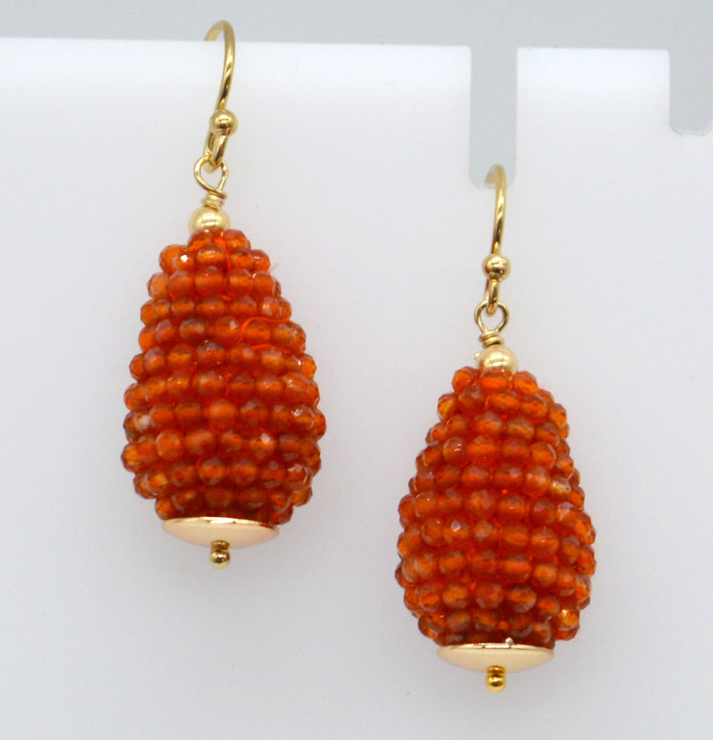 Lulu Carnelian Beaded Teardrop Earrings