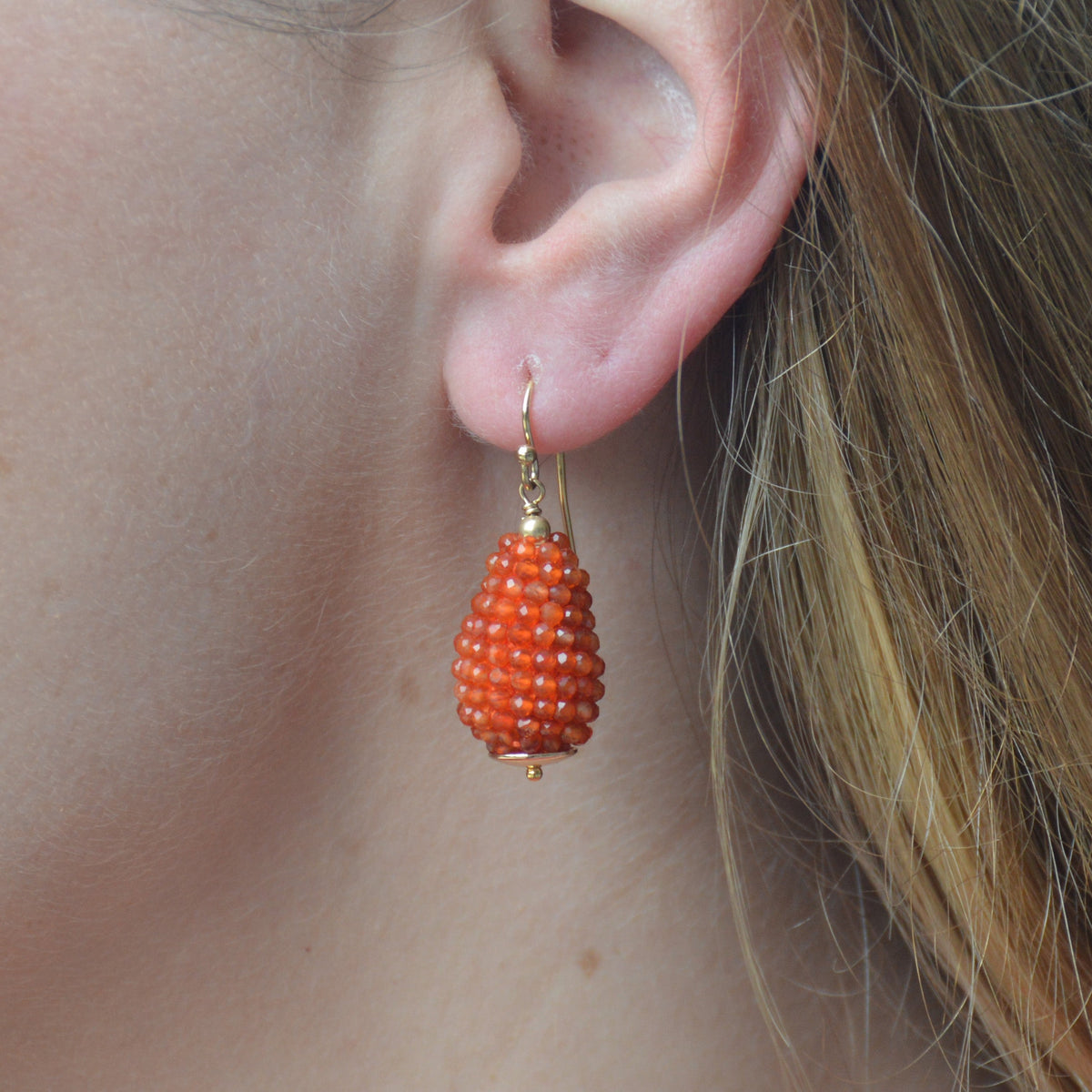 Lulu Carnelian Beaded Teardrop Earrings