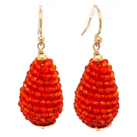 Lulu Carnelian Beaded Teardrop Earrings