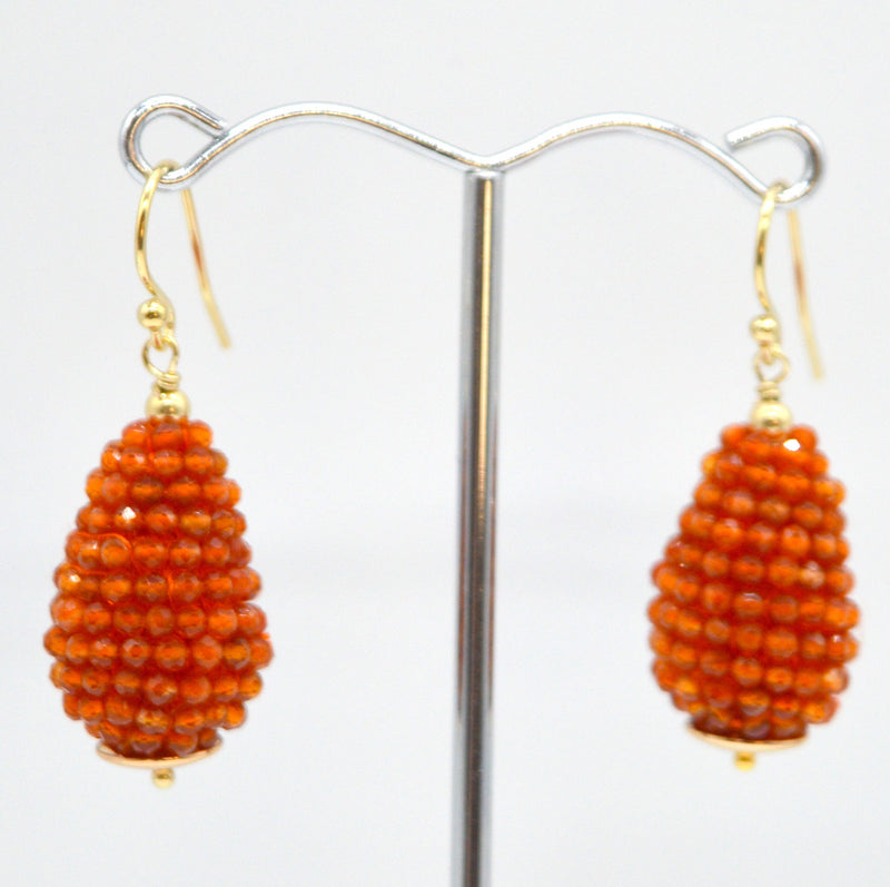 Lulu Red Jade Beaded Teardrop Earrings