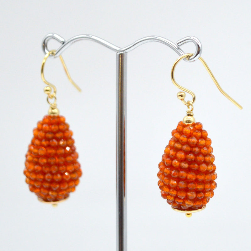 Lulu Carnelian Beaded Teardrop Earrings