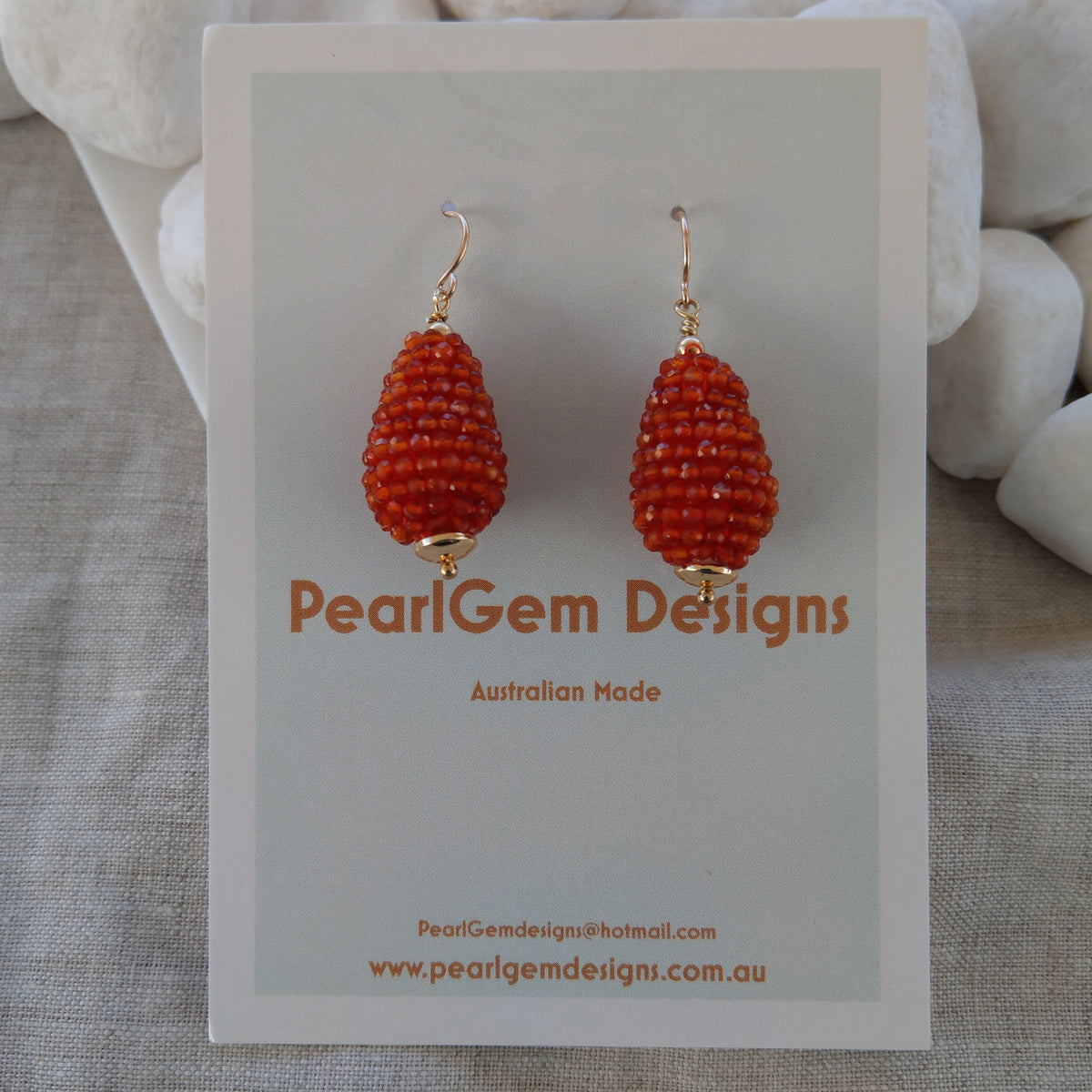 Lulu Carnelian Beaded Teardrop Earrings