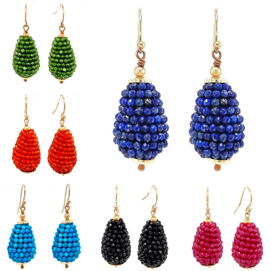 Lulu Red Jade Beaded Teardrop Earrings