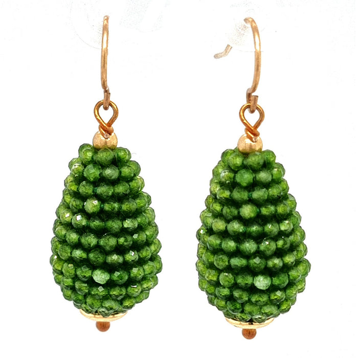 Lulu Green Jade Beaded Teardrop Earrings