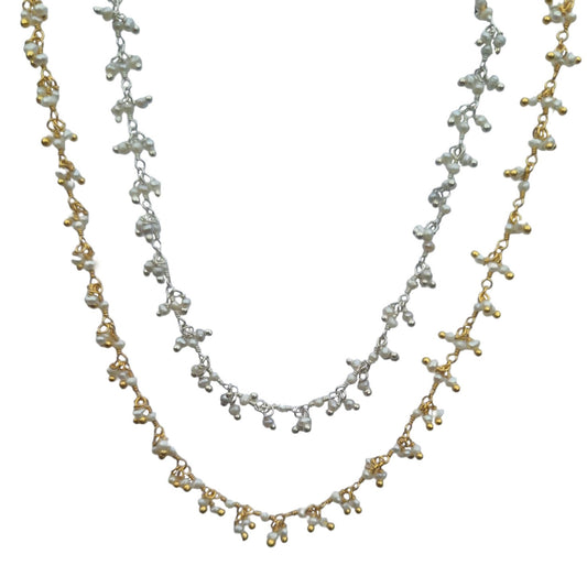 Raindrop multi drop Freshwater Pearl Chain necklace
