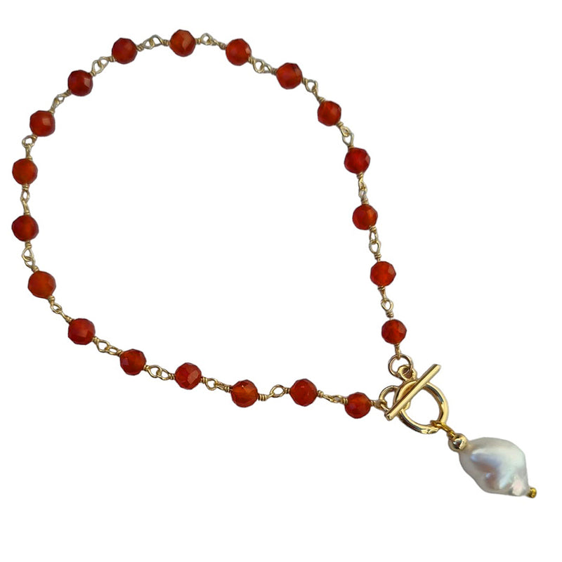 Duco Carnelian & Freshwater Pearl Necklace