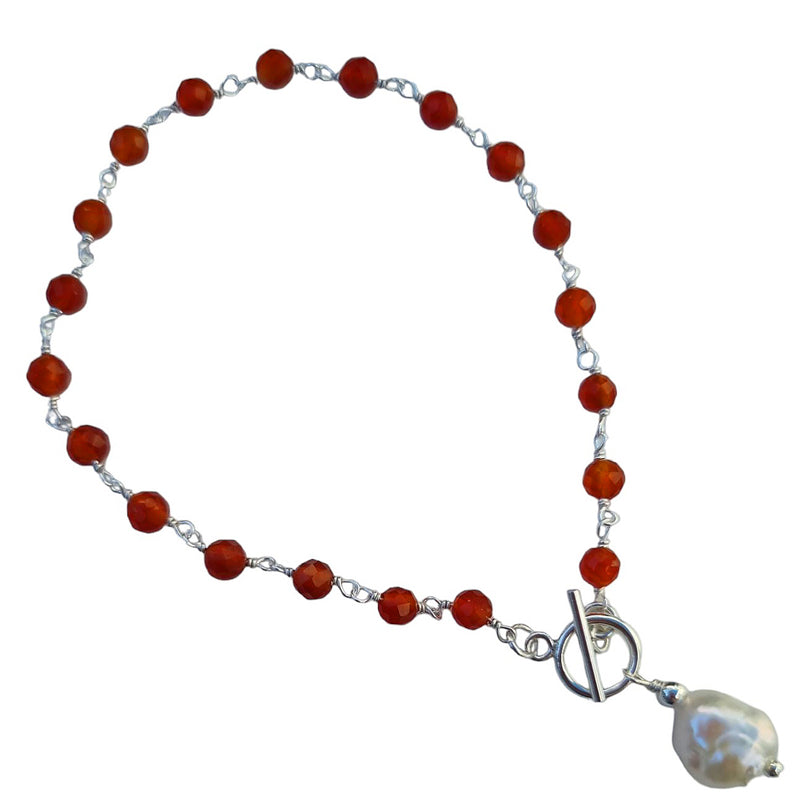 Duco Carnelian & Freshwater Pearl Necklace