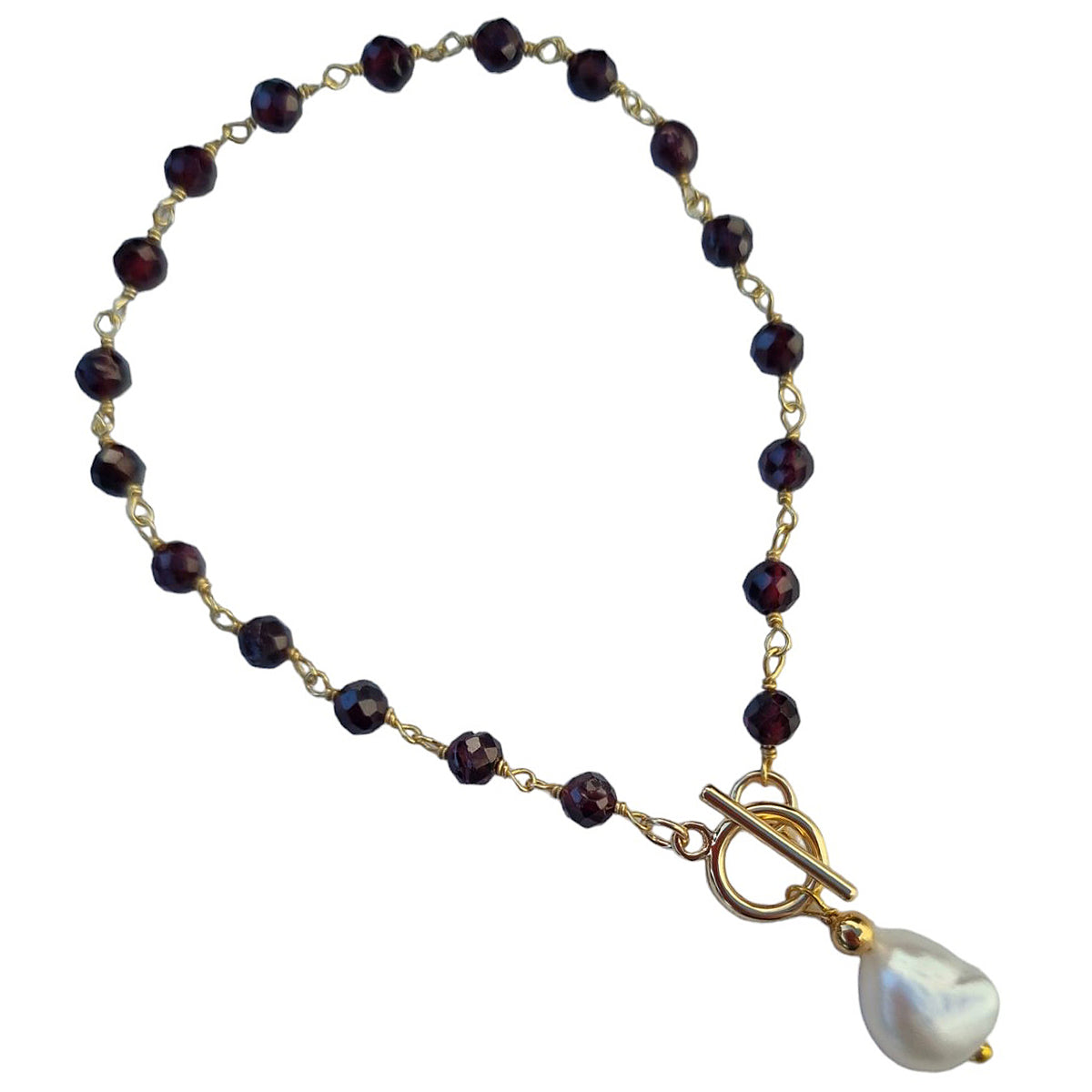 Duco Garnet & Freshwater Pearl Bracelet