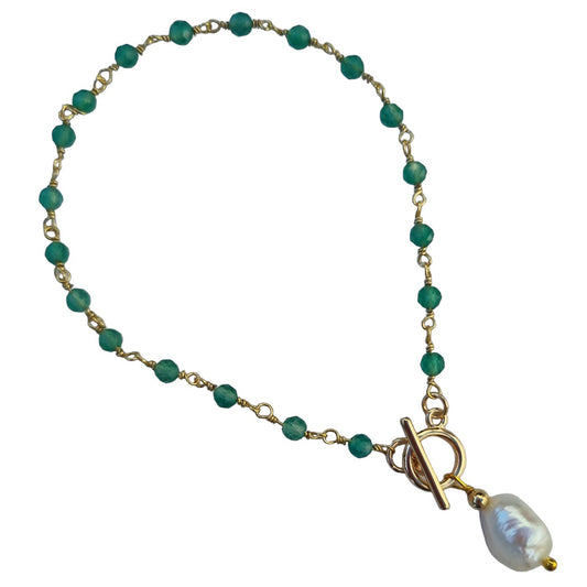 Duco Green Onyx & Freshwater Pearl Bracelet