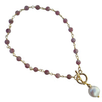 Duco Pink Tourmaline & Freshwater Pearl Bracelet