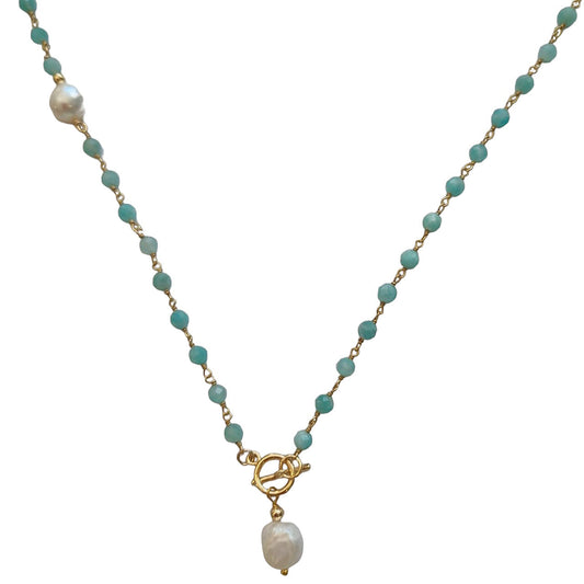 Duco Amazonite Chain & Freshwater Pearl Necklace