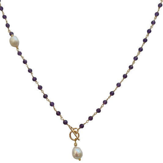 Duco Amethyst Chain & Freshwater Pearl Necklace