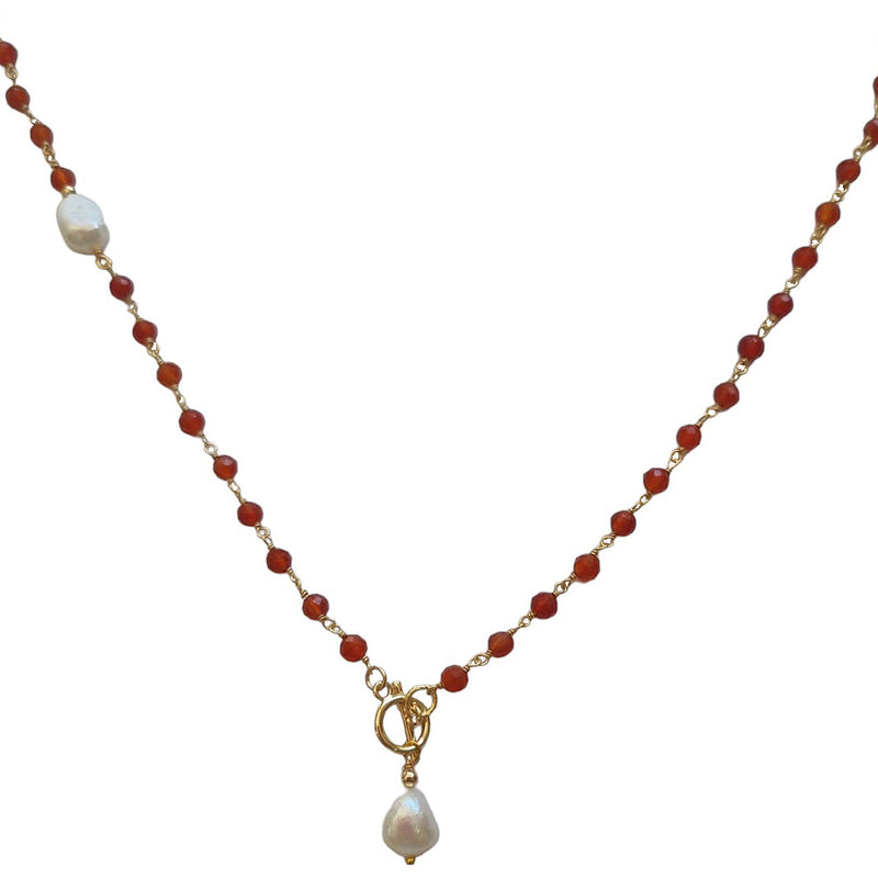 Duco Carnelian & Freshwater Pearl Necklace