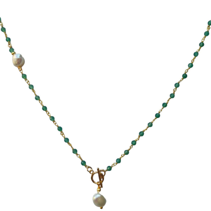Duco Green Onyx & Freshwater Pearl Necklace