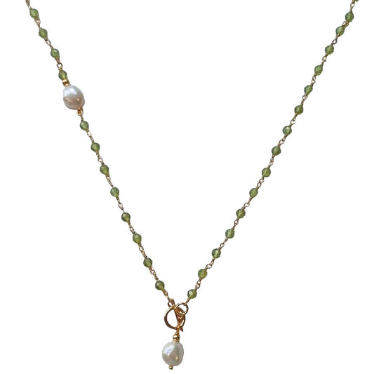 Duco Peridot Chain & Freshwater Pearl Necklace