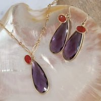 Kate Amethyst & Carnelian Double Pendant Earrings