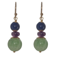 Deva Kyanite, Green Moonstone & Amethyst 14k gold filled Earrings