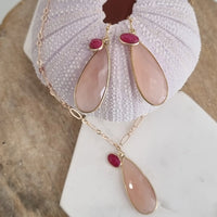 Kate Chalcedony & Ruby Double Pendant Earrings