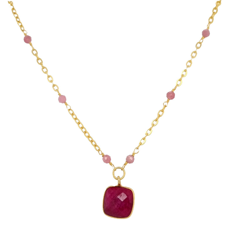 Callala Ruby Beaded chain pendant Necklace