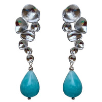 Raindrop Earrings with Peruvian Amazonite Gold or Silver