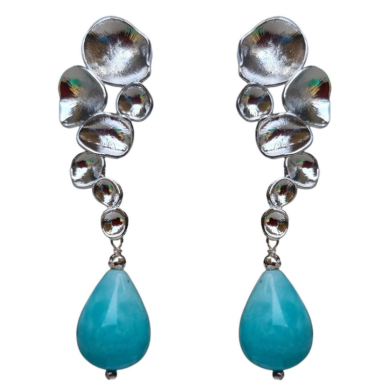 Raindrop Earrings with Peruvian Amazonite Gold or Silver