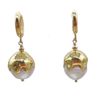 Gelato Baroque Freshwater Pearl hoop Gold Earring