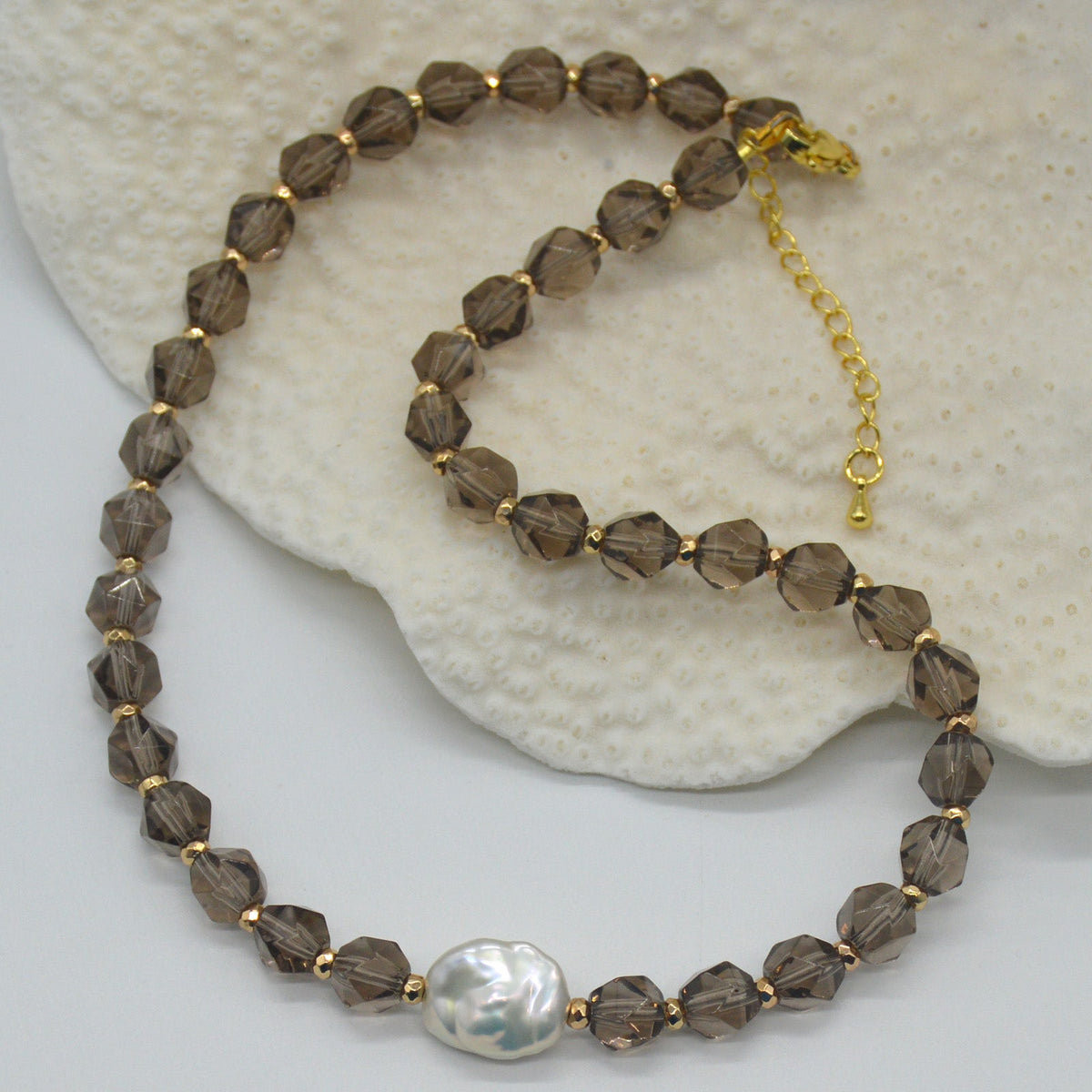 Star Keshi Pearl Smokey Quartz Necklace