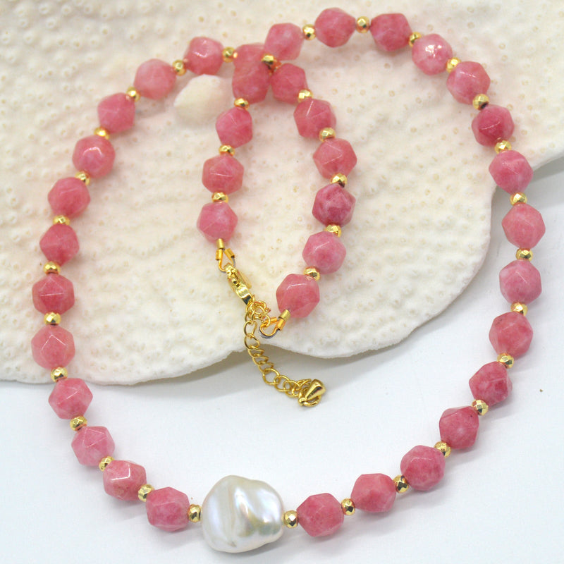 Star Keshi Pearl Pink Aventurine Necklace