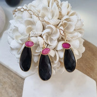 Kate Onyx & Ruby Double Pendant Necklace