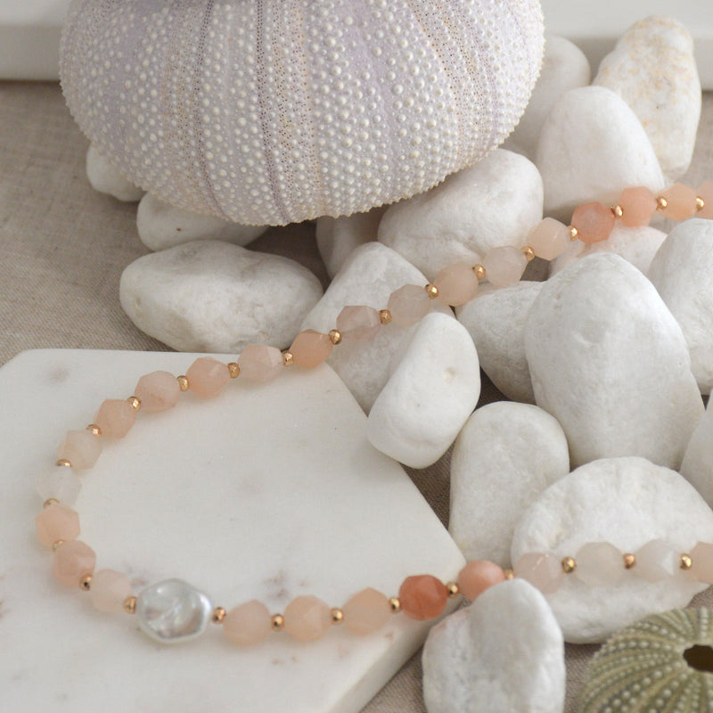 Star Keshi Pearl Pink Aventurine Necklace