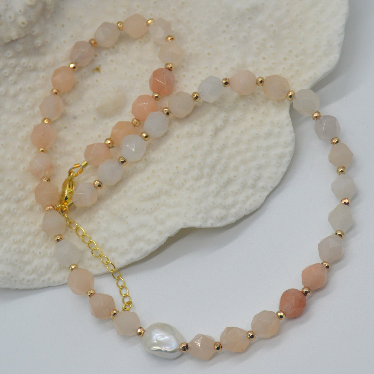 Star Keshi Pearl Pink Aventurine Necklace