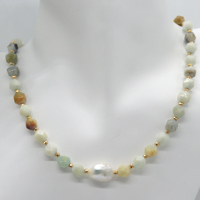 Star Keshi Pearl Amazonite Necklace