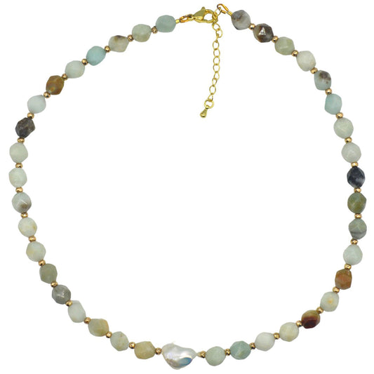 Star Keshi Pearl Amazonite Necklace
