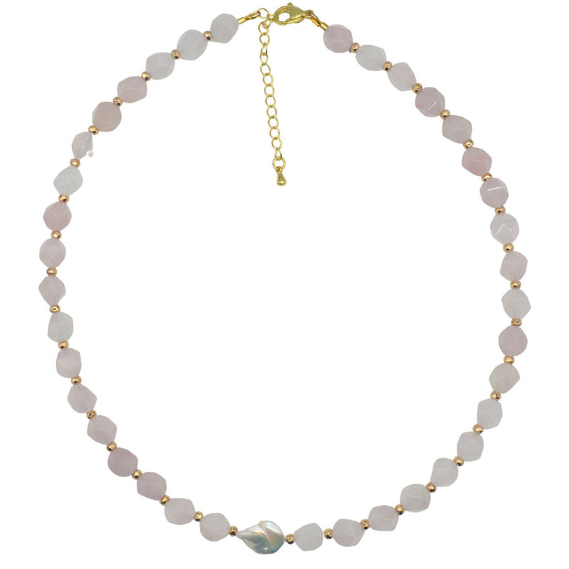 Star Keshi Pearl Rose Quartz Necklace