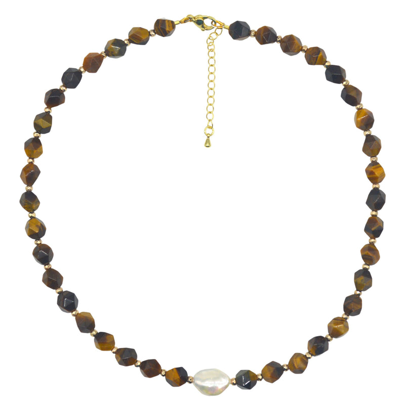 Star Keshi Pearl Tiger Eye Necklace