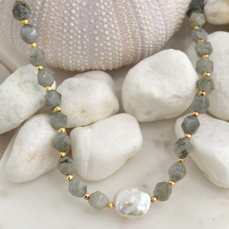 Star Keshi Pearl Rose Quartz Necklace