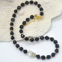 Star Keshi Pearl Onyx Necklace