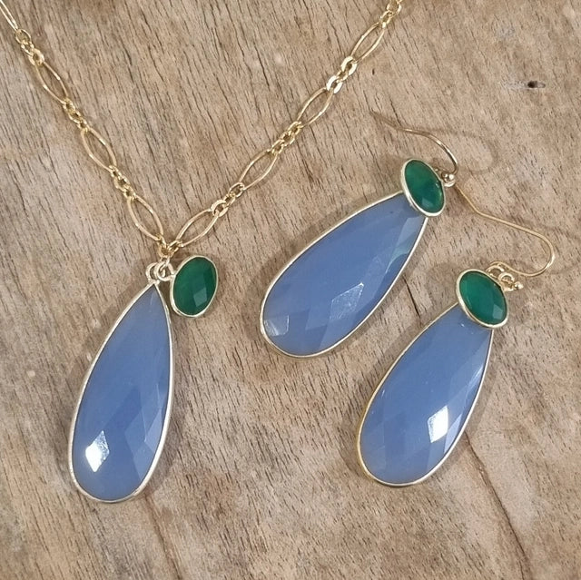 Kate Chalcedony & Green Onyx Double Pendant Necklace