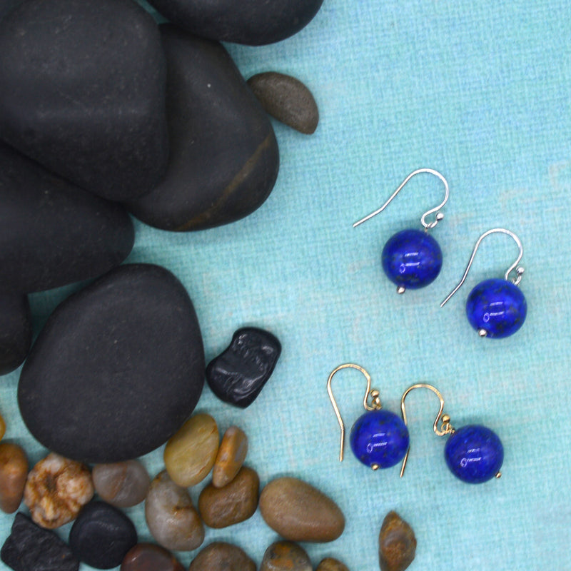 Venus Lapis Lazuli Earrings Sterling Silver or 14k Gold Filled