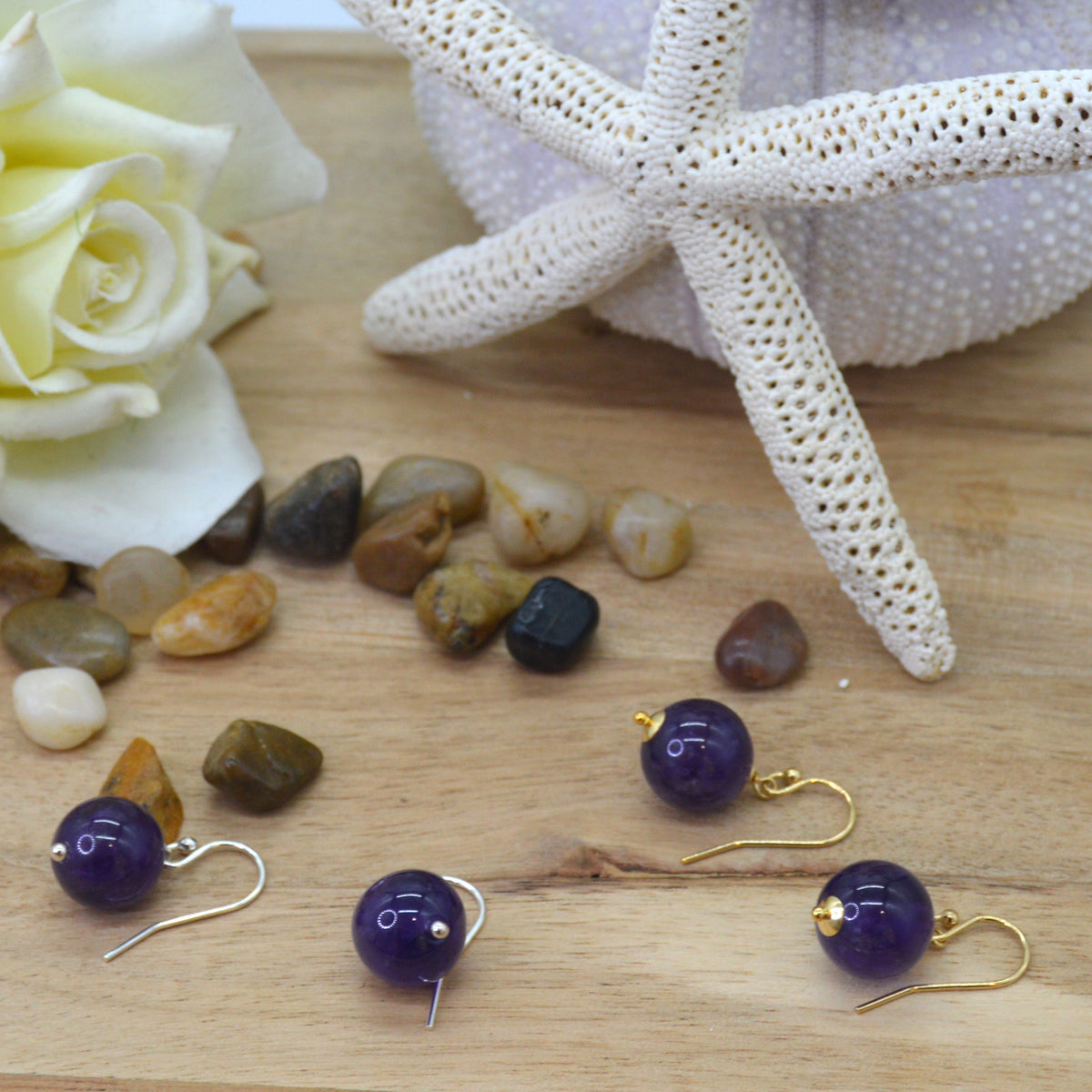 Venus Amethyst Earrings Sterling Silver or 14k Gold Filled